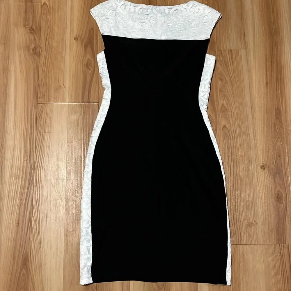 Black and White Cap Sleeve Dress - Picture 7 of 7